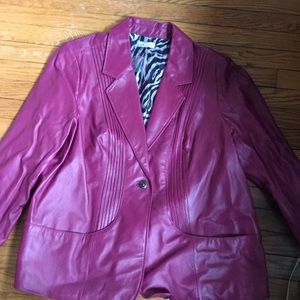 NWT Denim and Co genuine leather raspberry color